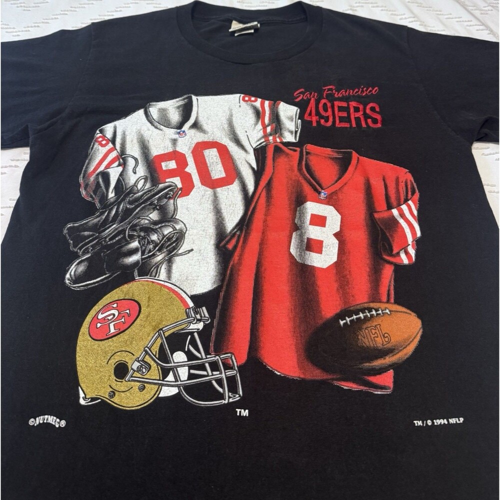 Nutmeg Steve Young Jerry Rice Size Large Black Shirt SF 49ers 1994 Vintage